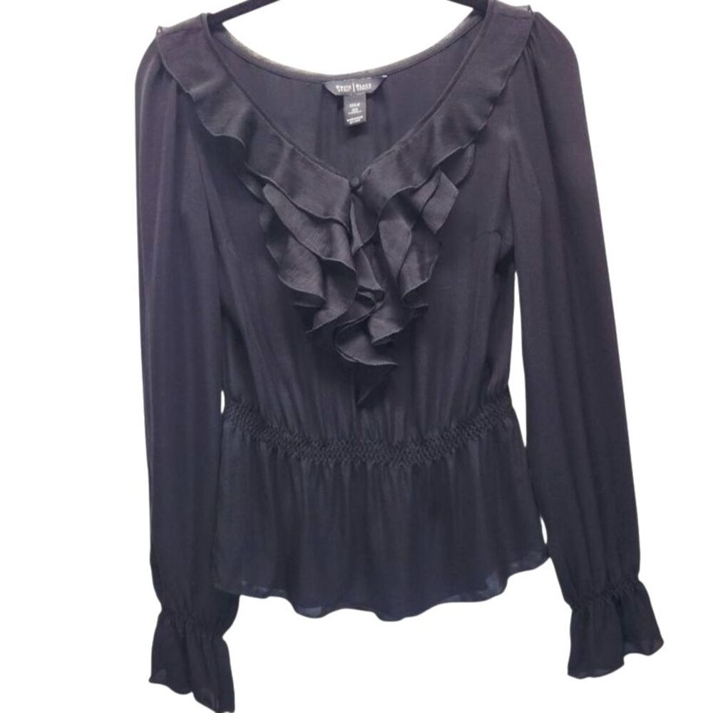 Y2K Ruffle Collar Sleeves Whimsigoth Goblincore Fairy Goth 100% Silk Size XS